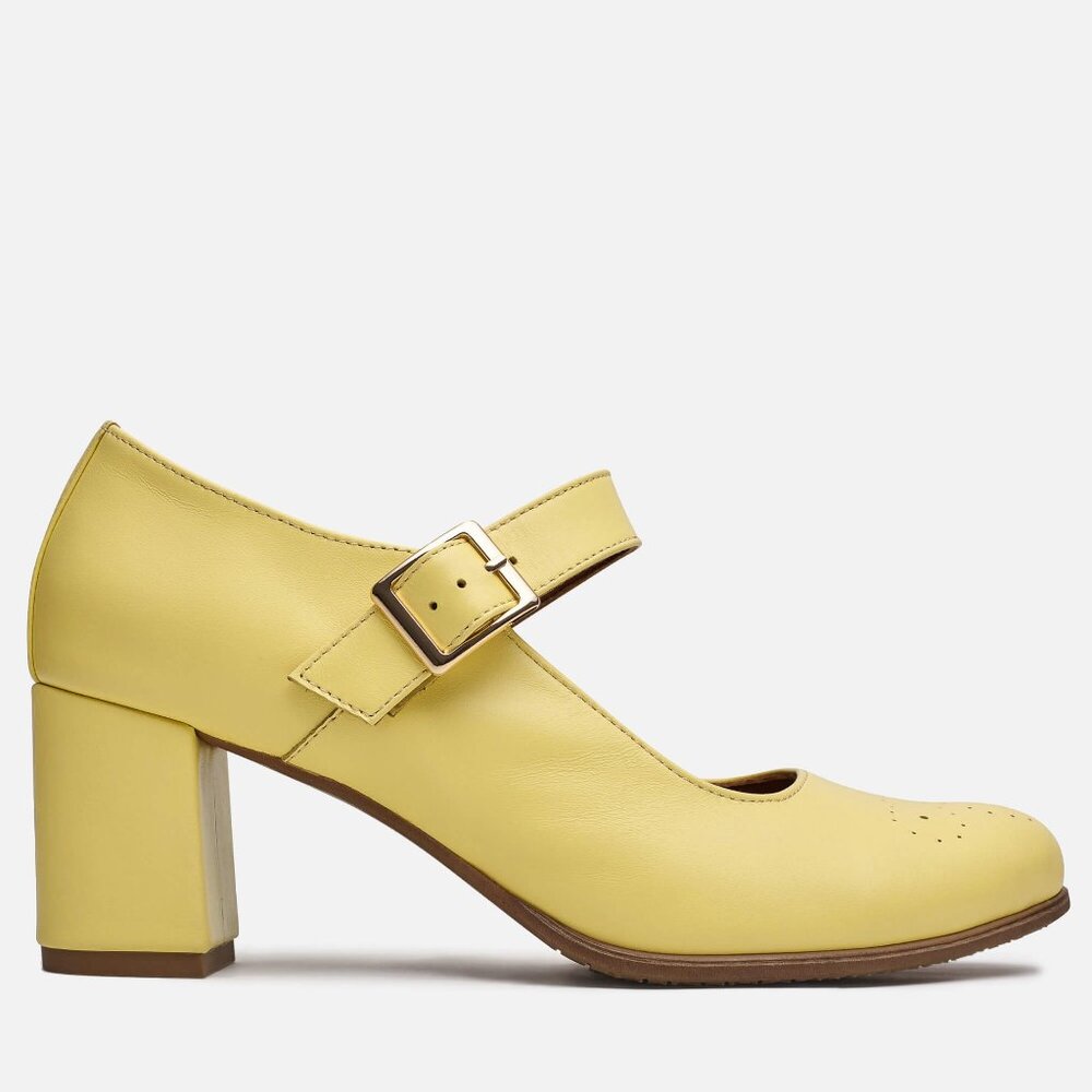 Chic Yellow Block Heel Mary Jane Shoes